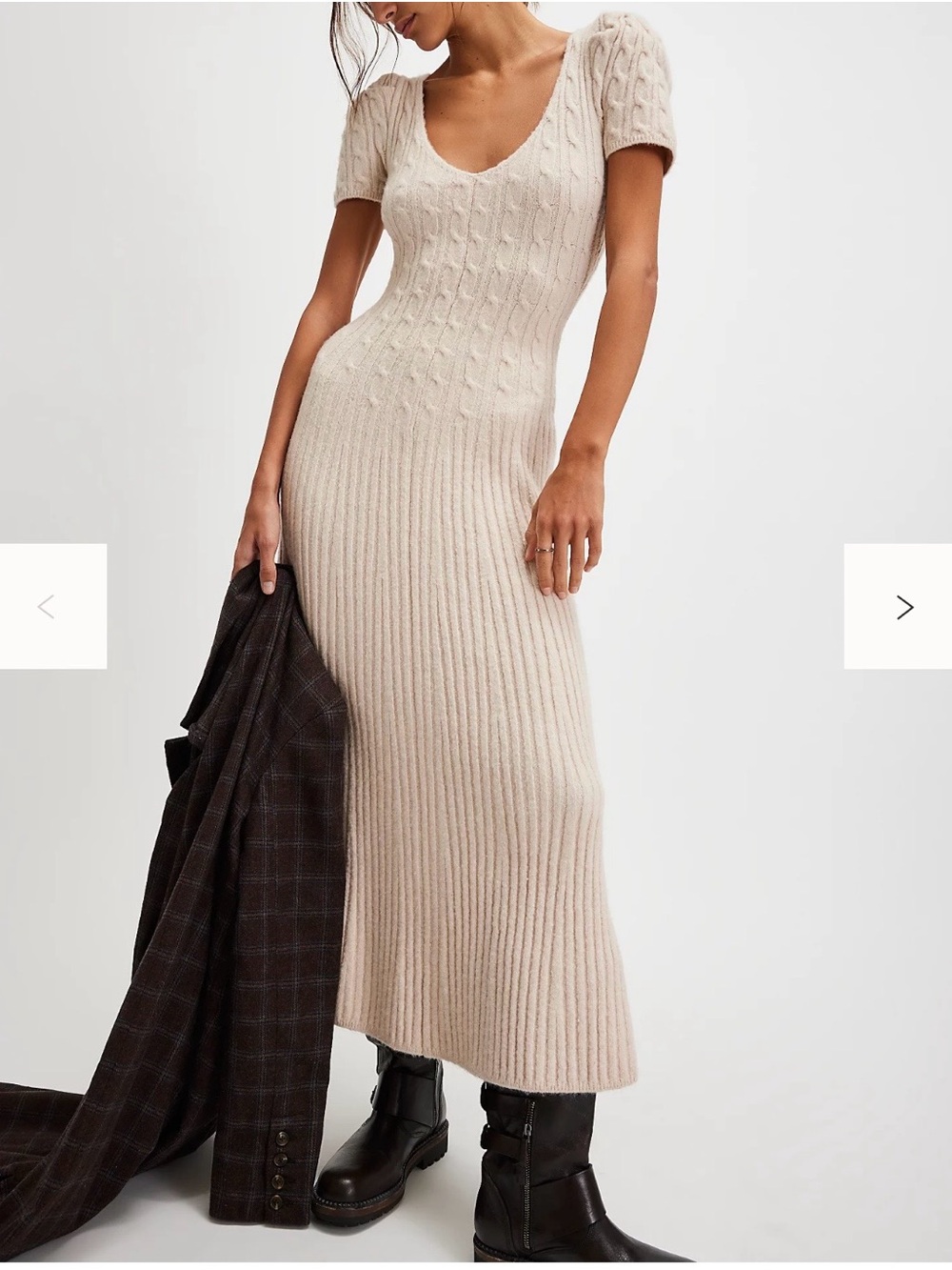 Free People Madsen Cable Knit Sweater Midi Dress — NWT
